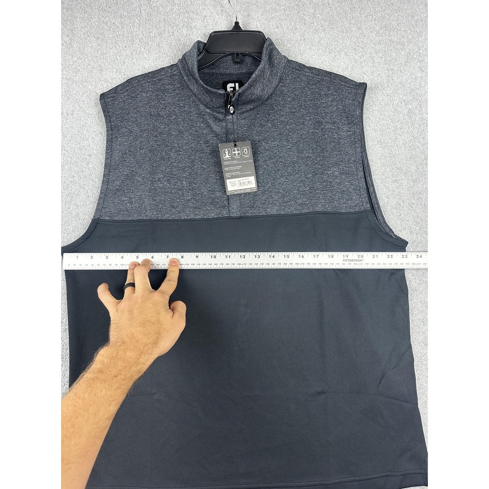 FootJoy Vest Mens Large Heather Yoke Half Zip Pullover Golf 4-Way Stretch 25322 - Picture 4 of 10